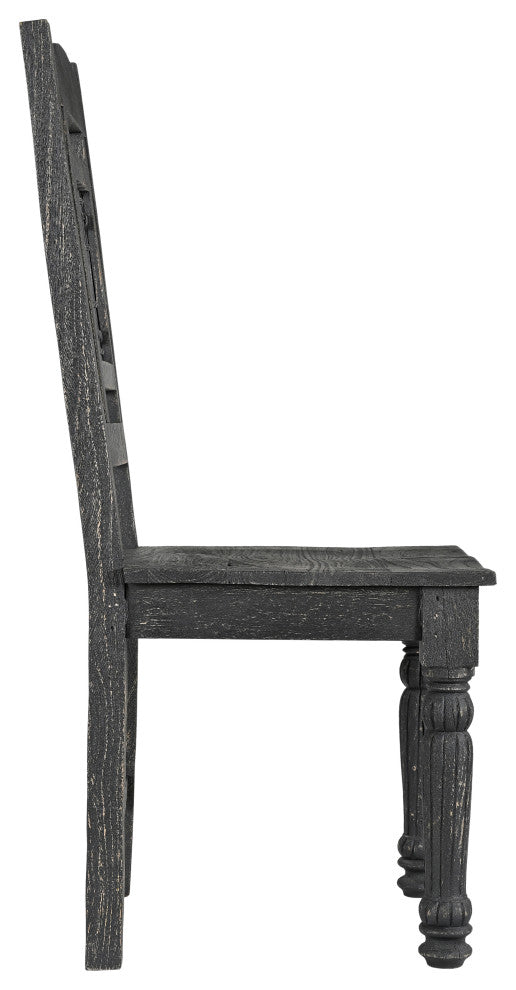Wiley 7-piece Carved Solid Wood Dining Set, Black