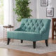 GDF Studio Nicoletta Tufted Fabric Settee Loveseat, Dark Teal
