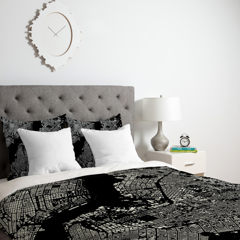 Deny Designs CityFabric Inc Brooklyn Black Duvet Cover - Lightweight