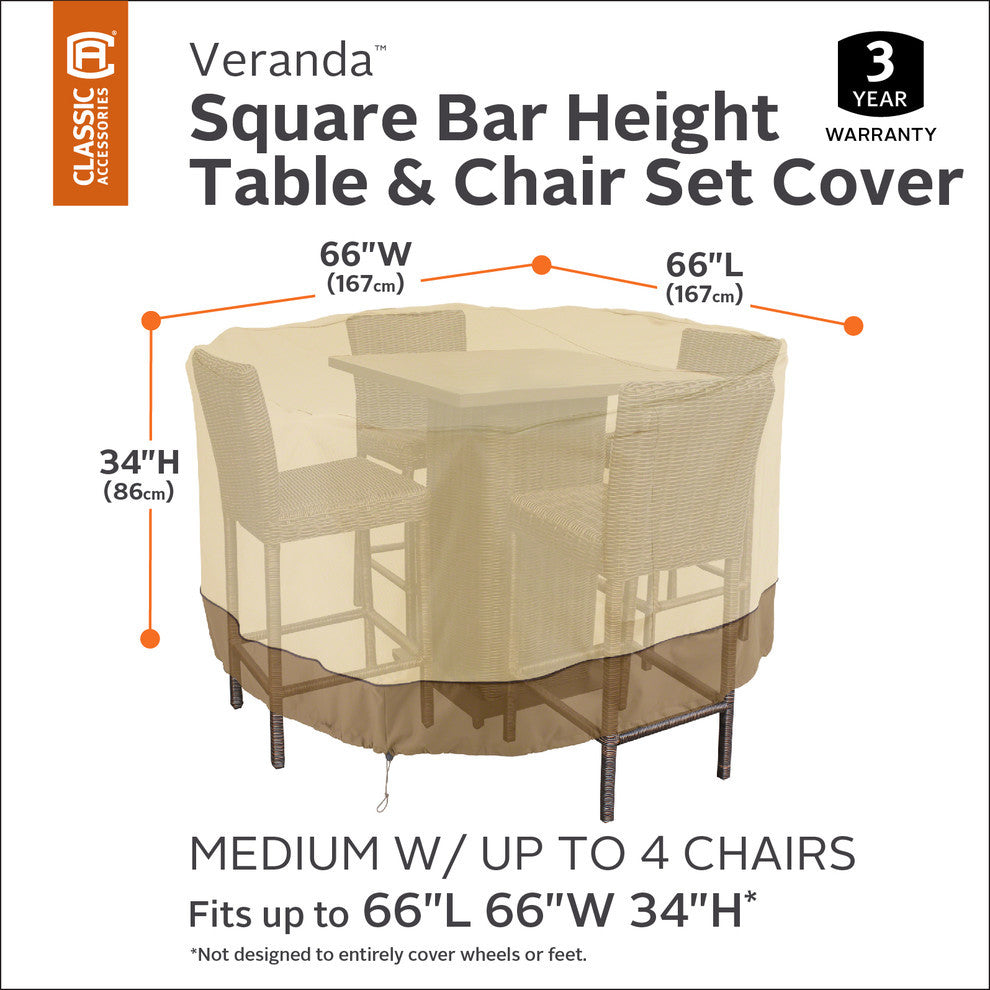 Square Bar Table, Chair Set Cover-Durable Water Resistant Furniture Cover Medium