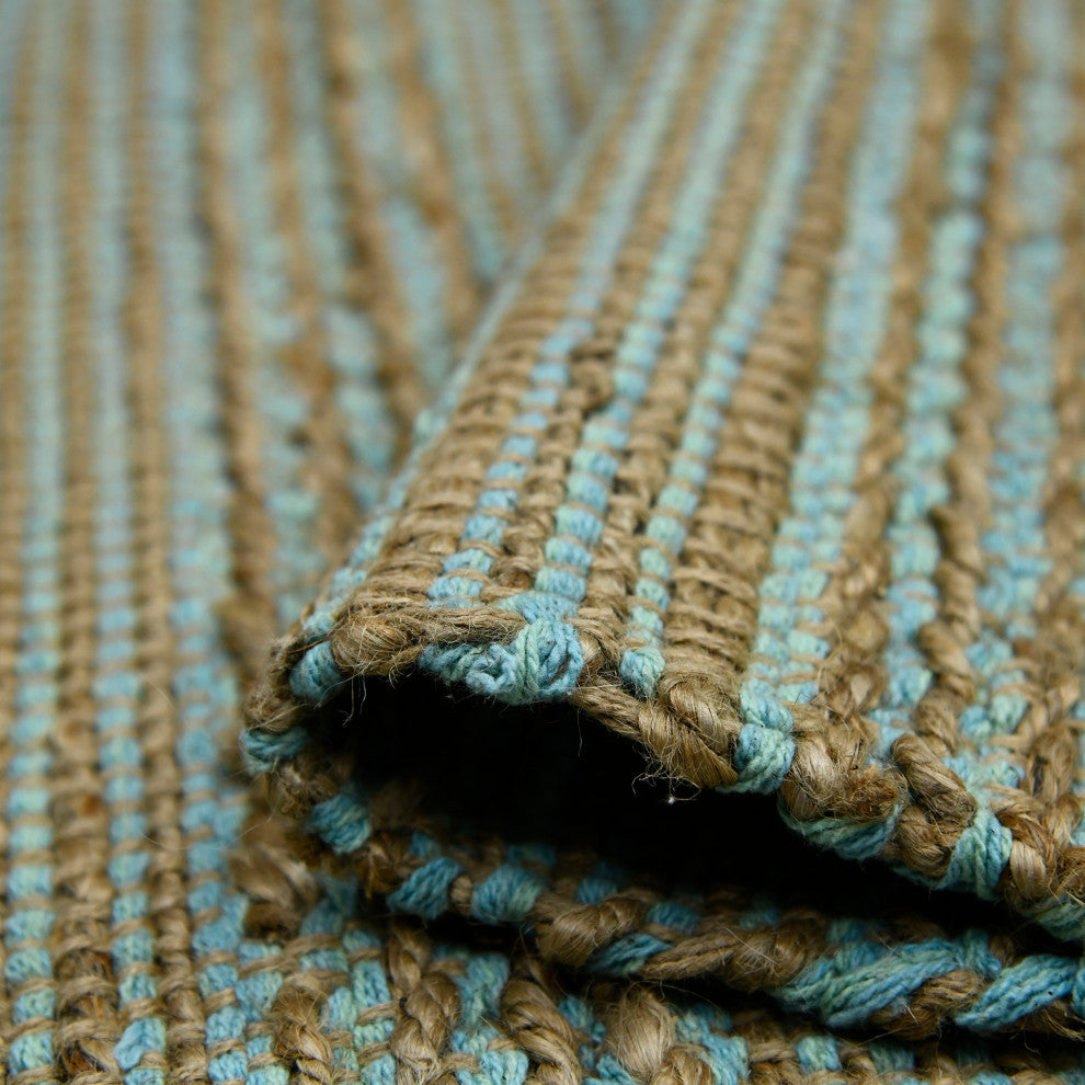 Naturals Sinclair Area Rug, Aqua, 8' x 10', Striped