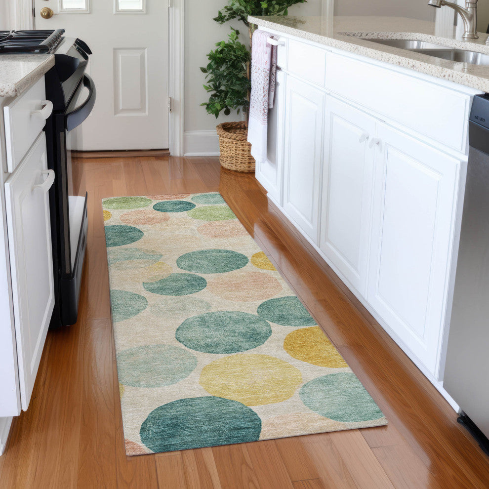 Machine Washable Indoor/Outdoor Chantille ACN1898 Teal 2'3" x 7'6" Runner Rug