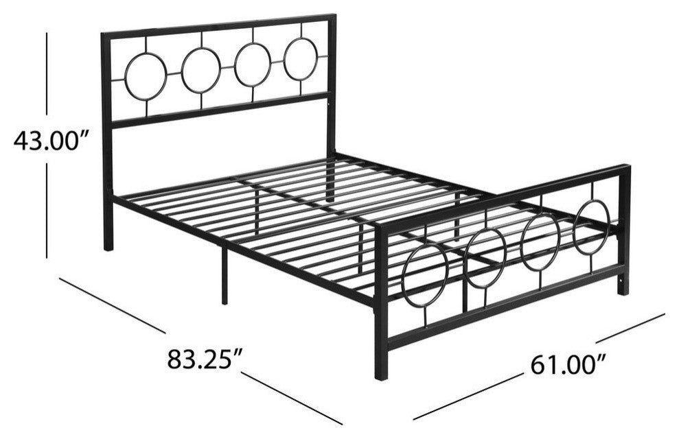 GDF Studio Doris Modern Queen Geometric Low-Profile Platform Bed Frame, Flat Bla