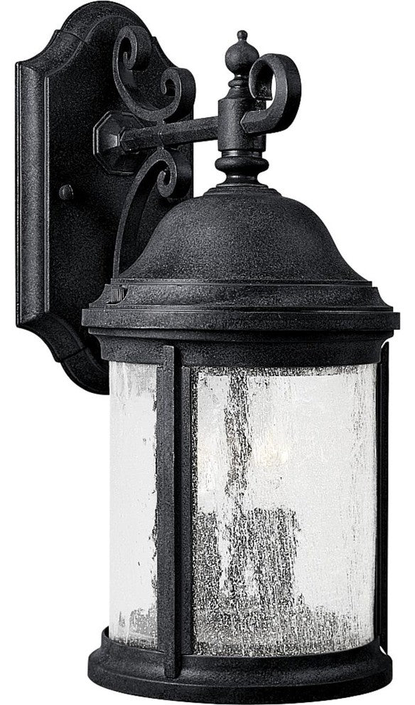 Progress Lighting 2-Light Wall Lantern With Water Seeded Glass Curved, Black