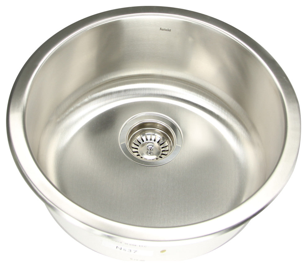Nantucket Sinks Round Undermount Stainless Steel Bar and Prep Sink, 18 Gauge