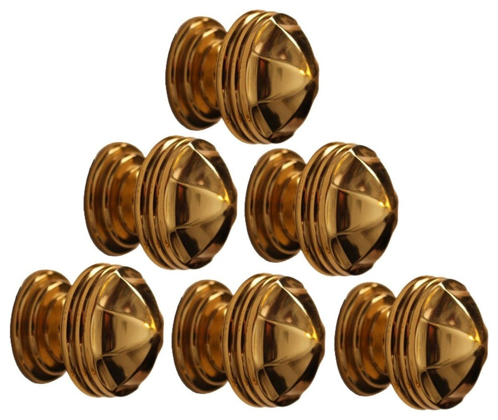 10 Cabinet Knob Bright Brass 1 1/4" Dia Octagonal |