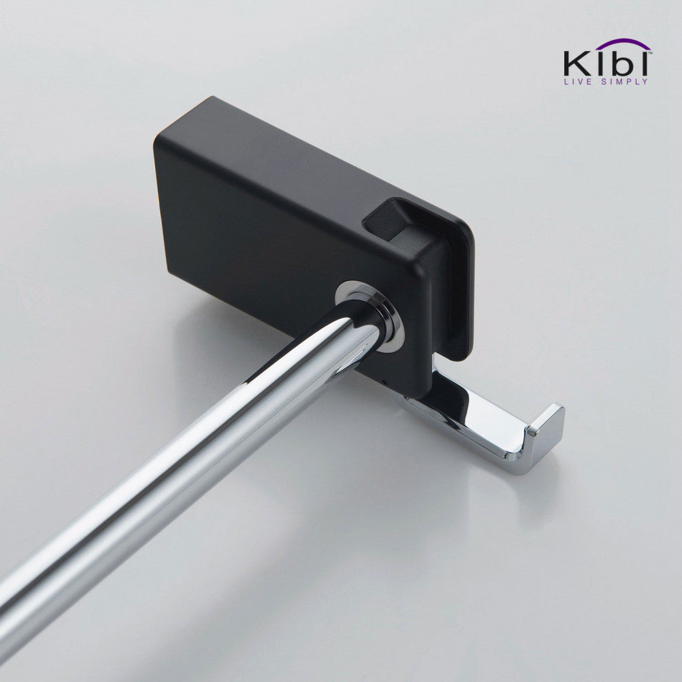 Artis Bathroom Hardware Accessory Towel Bar With Hook, Chrome Black
