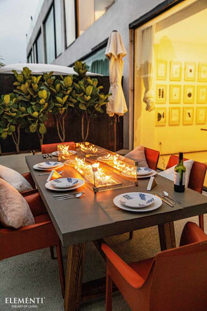 Sonoma Rectangle Gray Concrete Dining Natural Gas Fire Table by Elementi Fire