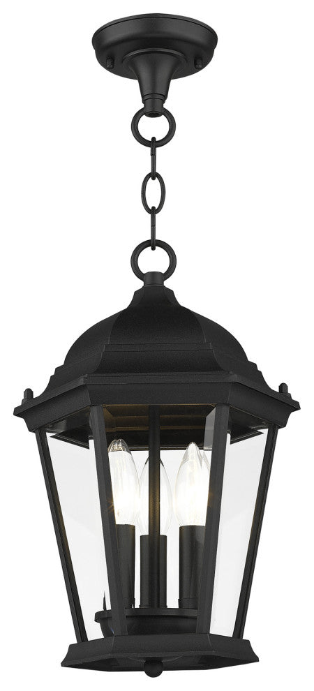 Textured Black Traditional, Historical, Outdoor Pendant Lantern