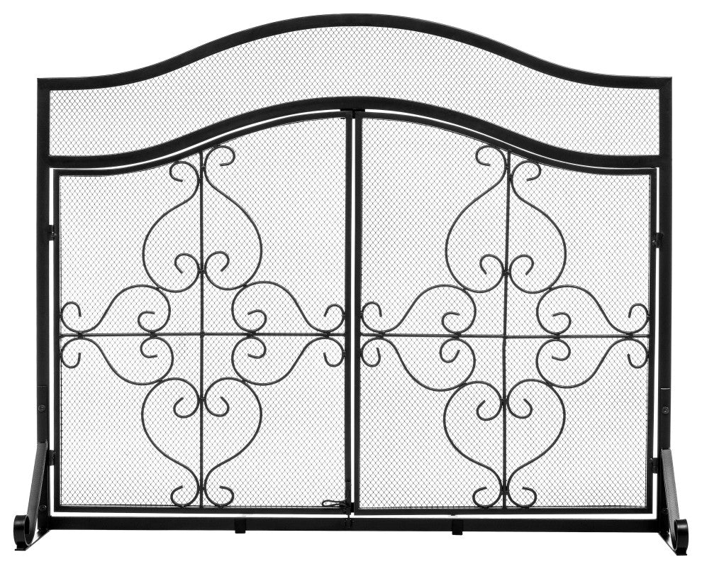 2-Panel Iron Fireplace Screen