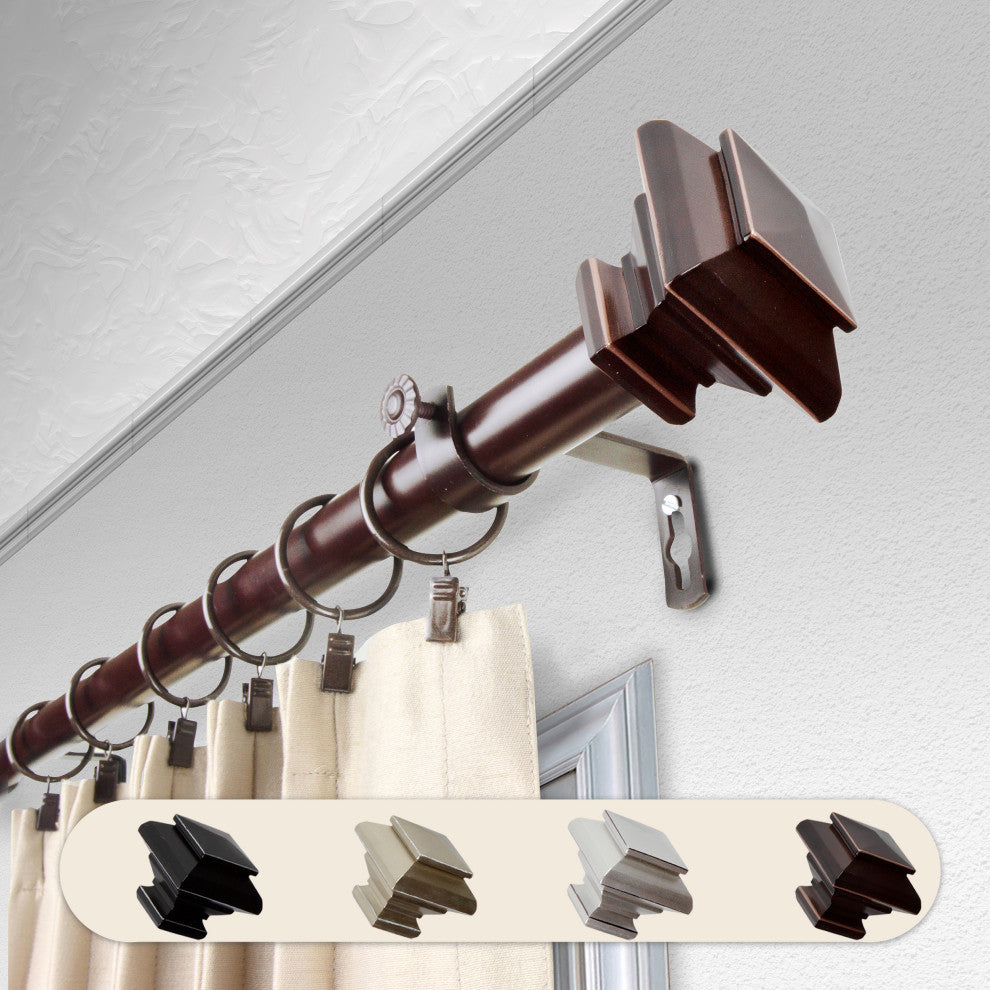 Helen 1" Curtain Rod, Bronze, 66-120"