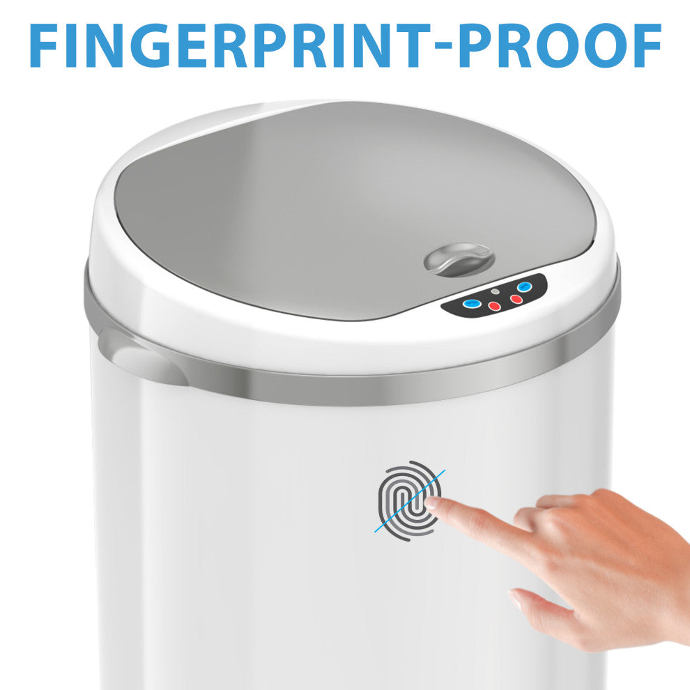iTouchless Sensor Trash Can with AbsorbX Odor Filter, Pearl White, 13 Gallon