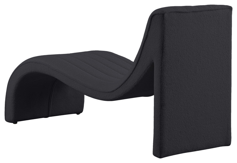 Orian Teddy Fabric Upholstered Chaise, Black