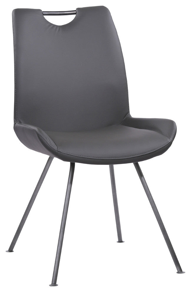 Toronto Dining Chair, Gray Powder Coated Finish and Gray Faux Leather, Set of 2