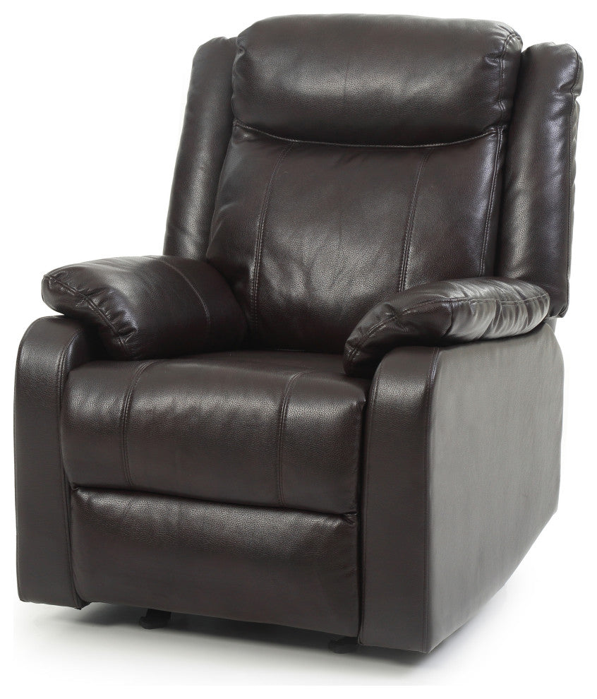 Osino Faux Leather Rocker Recliner, Dark Brown