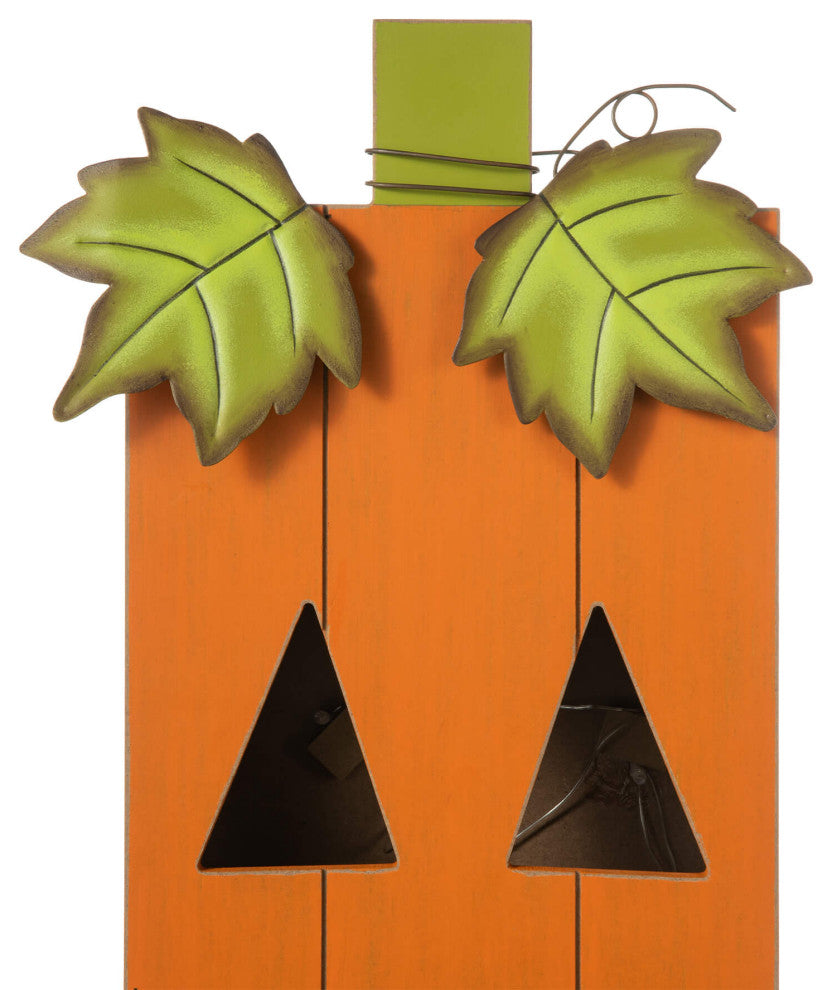 30" Height Lighted Halloween Wooden Pumpkin Porch Decor