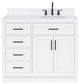 Ariel Hepburn 42" Right Offset Single Oval Sink Vanity, Carrara Quartz
