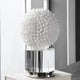 Luxe White Sea Shell Decorative Sphere Sculpture, Crystal Silver Round Ball