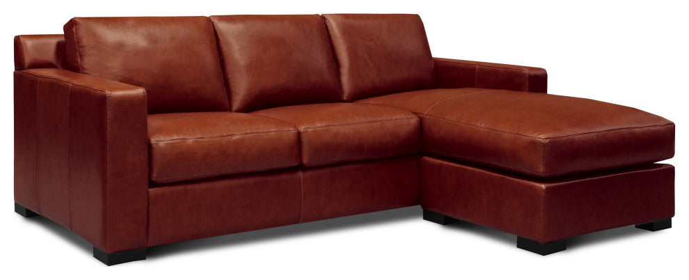 Santiago 100% Top Grain Leather Mid-century Modular Sectional With Chaise