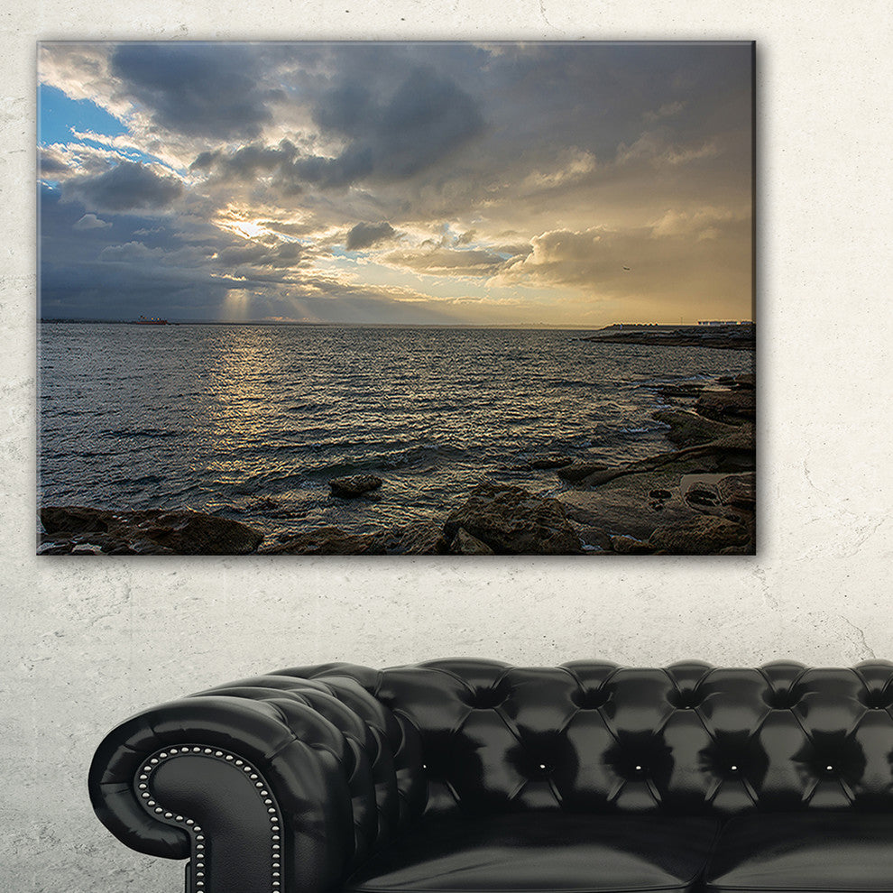 "Cloudy Australian Seashore in Sydney" Canvas Print32"x16"