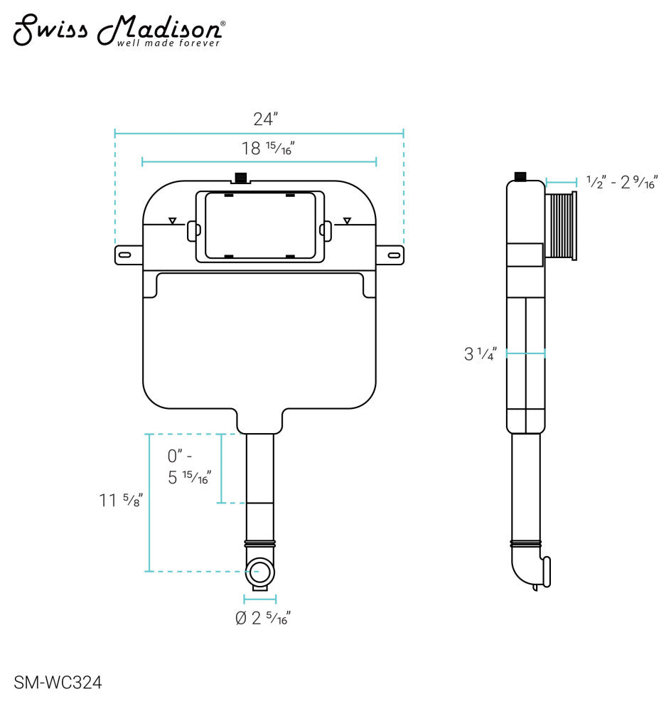 Carre Back to Wall Toilet Bowl Bundle, Glossy White