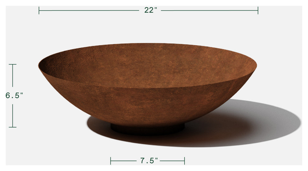 Metallic Series Round Corten Steel Bowl Planter, 22"