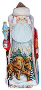 Artistic Wood Carved Santa Claus Waking Grizzlies Sculpture