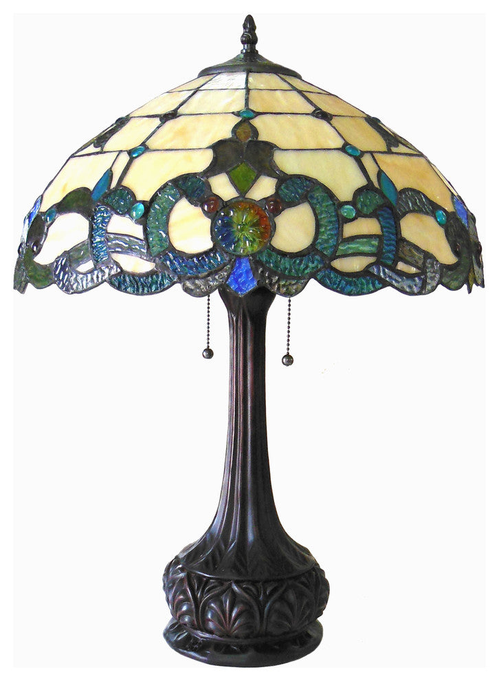 CHLOE Lighting DOUTZEN Tiffany-style 2 Light Victorian Table Lamp 18" Shade