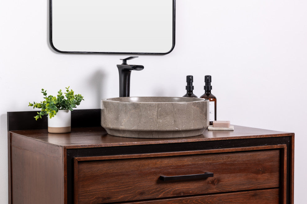 Natural Stone Vessel Bathroom Sink - Avalon Marble, Goleta