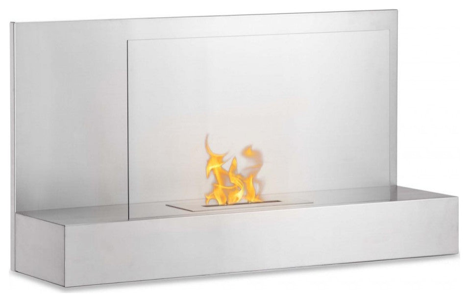 Wall Mounted Ventless Bio Ethanol Fireplace - Ater Stainless Steel | Ignis