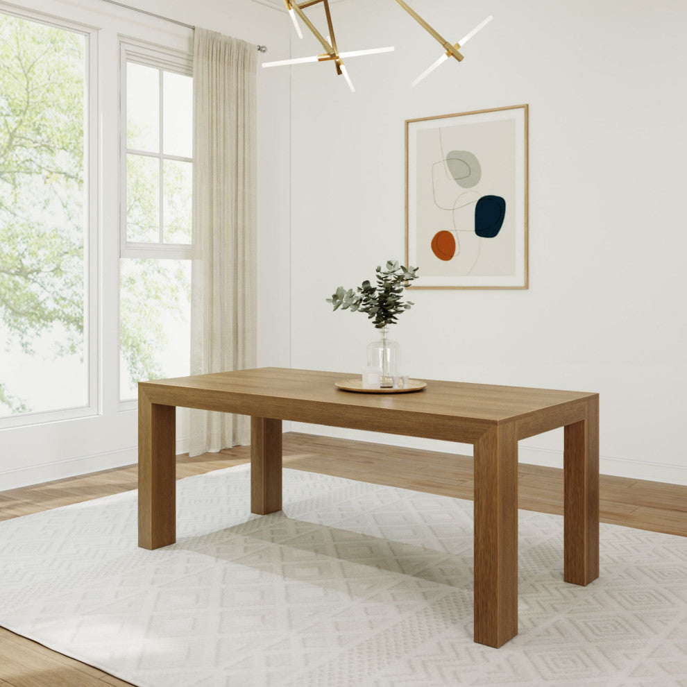 Modern Rectangular Dining Table, 72in / 1830mm, Pecan Wirebrush