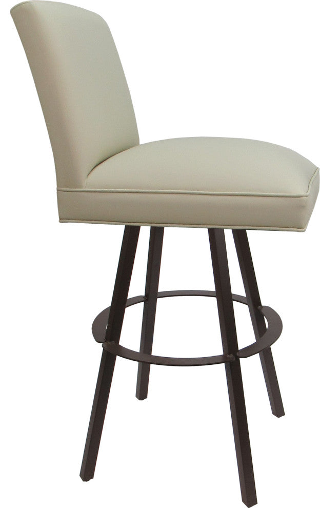 Swivel Sommerville Stool on Warren Base, Ocean Beige Vinyl - Brown, 26"