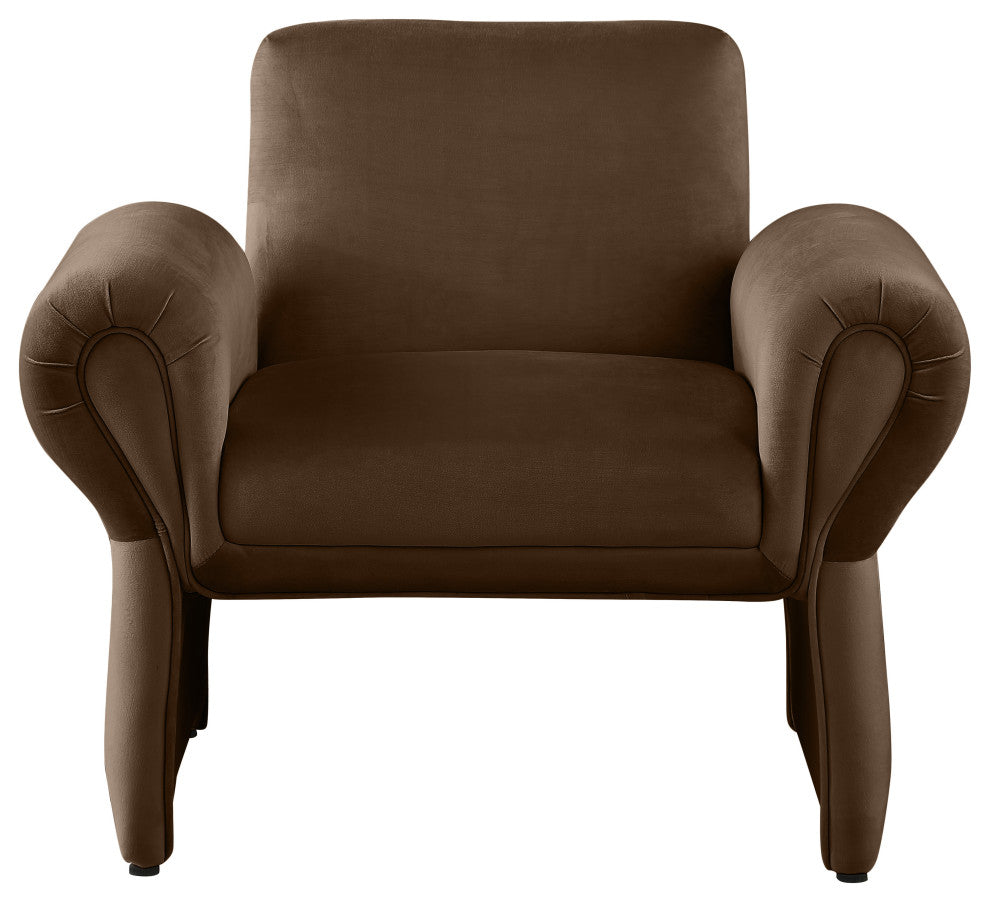 Fleurette Velvet Accent Chair, Brown