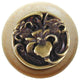 River Iris Wood Knob, Antique Brass, Natural Wood Finish, Antique Brass