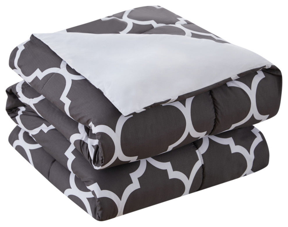 Kathy Ireland 6pc Trellis Comforter Set, Dark Grey, King