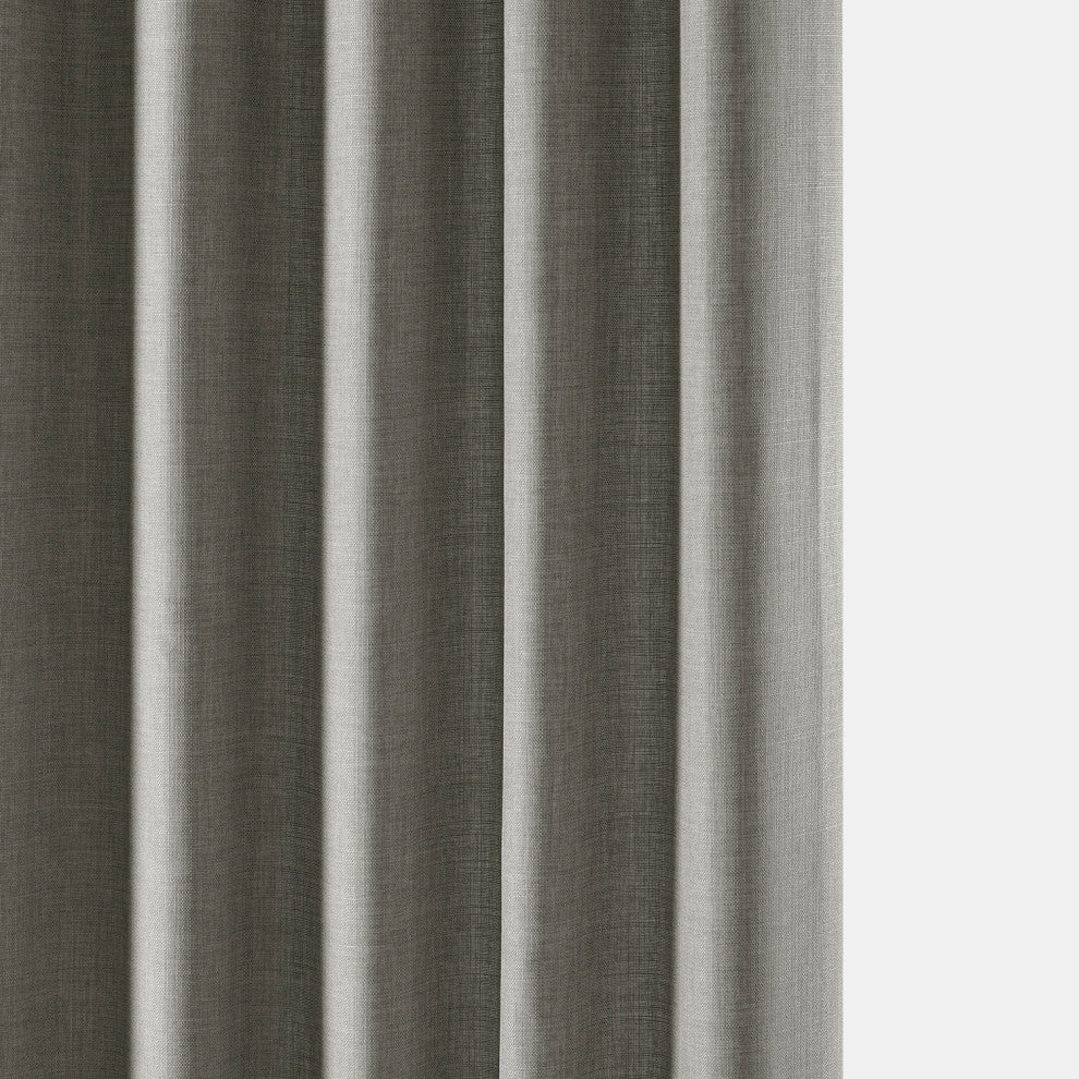 Italian Faux Linen Curtain Single Panel, Taupe Grey, 50"x120"