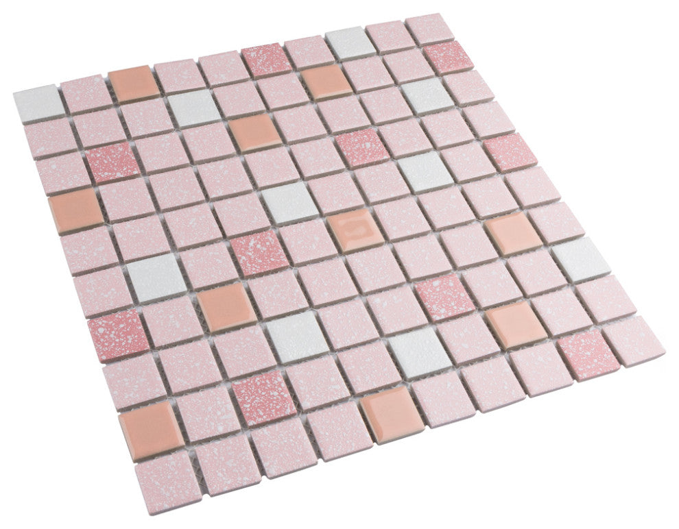 Crystalline Straight Edge Square Pink Porcelain Floor and Wall Tile