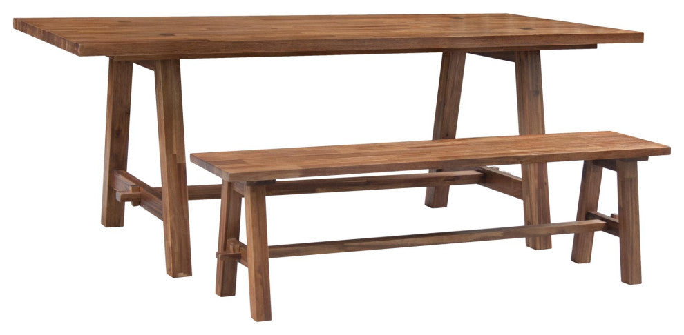 Bedford 59" Bench "A" Base, Brushed Brown