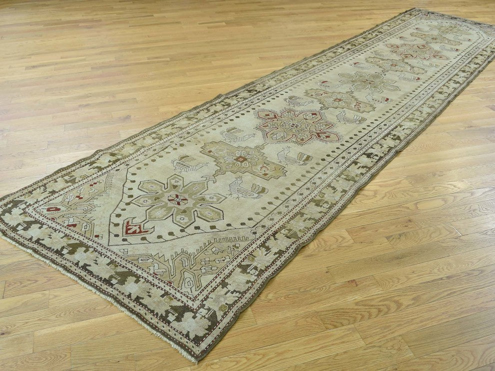 Consigned 3'8"x15' Handmade  Caucasian Karabakh Pure Wool Wide Runner Rug