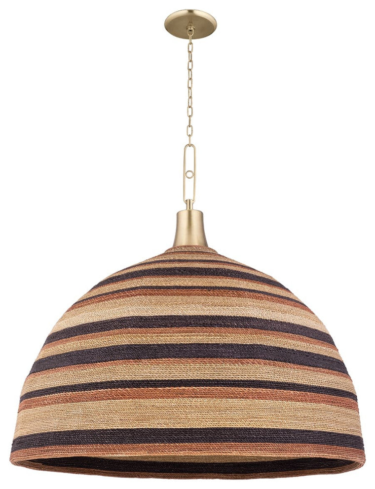 Lido Beach 1 Light Pendant, Aged Brass, Multi-Colored Shade
