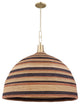 Lido Beach 1 Light Pendant, Aged Brass, Multi-Colored Shade