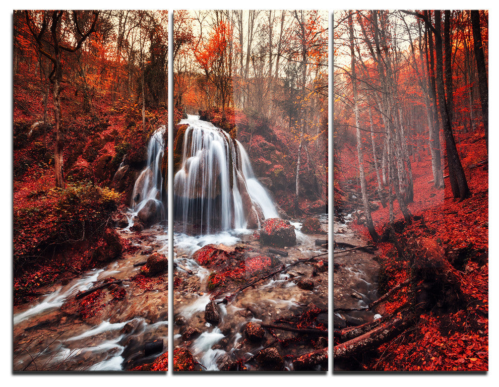 "Silver Stream Waterfall Close-up" Photo Metal Wall Art, 3 Panels, 36"x28"