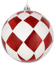 Vickerman N180603 6" Red Ball White Diamond Glitter Ornament 3 Per Box