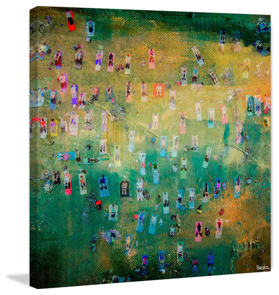 "Yoga In The Park" Painting Print on Wrapped Canvas, 18"x18"