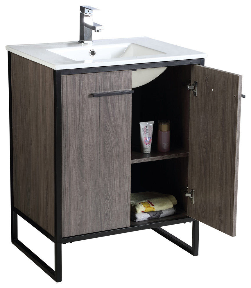 Fine Fixtures, Bathroom Vanity Set, Vireous China Sink Top, Gray Taupe, 30"