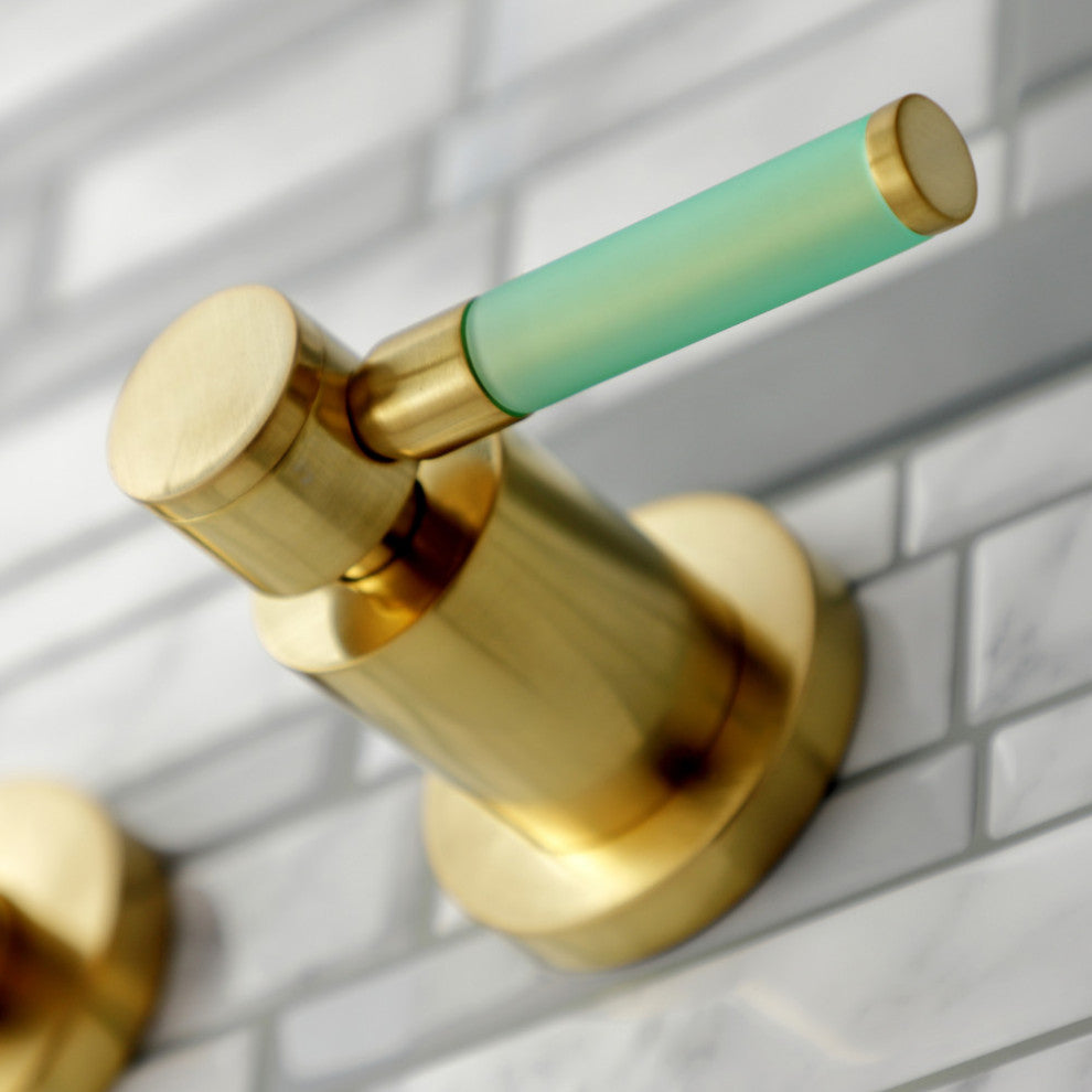 Two-Handle Wall Mount Tub Faucet, Brushed Brass