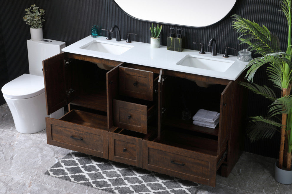 60" Double Bathroom Vanity, Expresso, 60