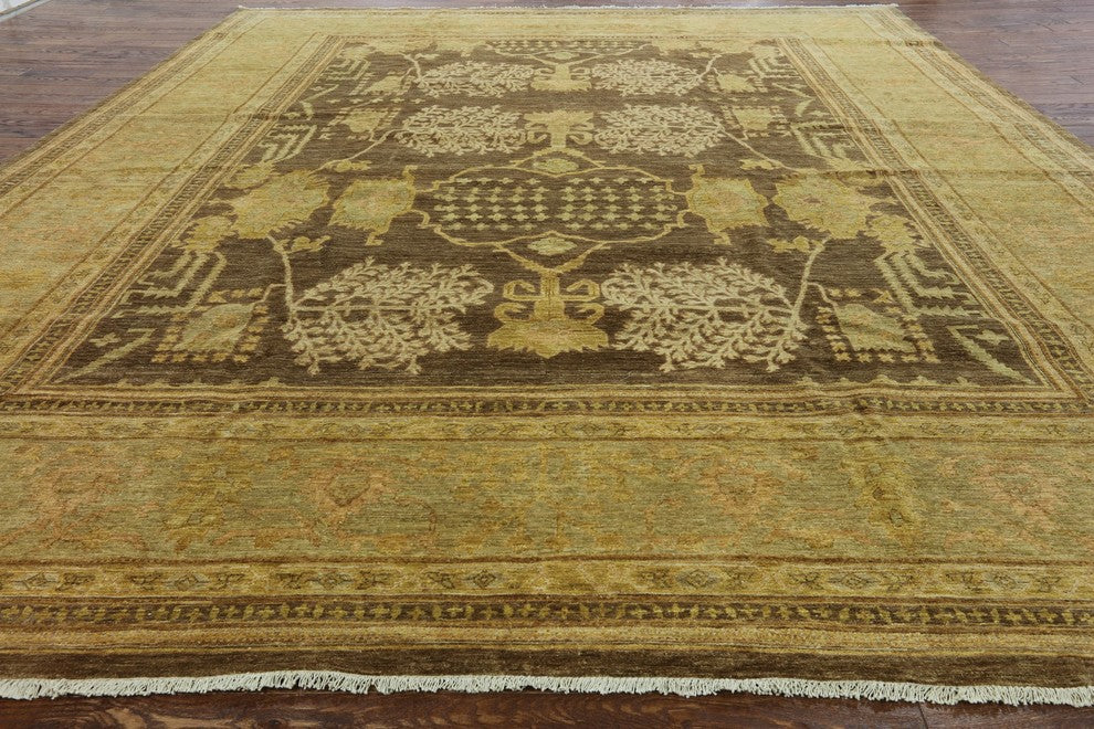 Antiqued Hand Knotted Peshawar 12'x15 Oriental Rug, W2279