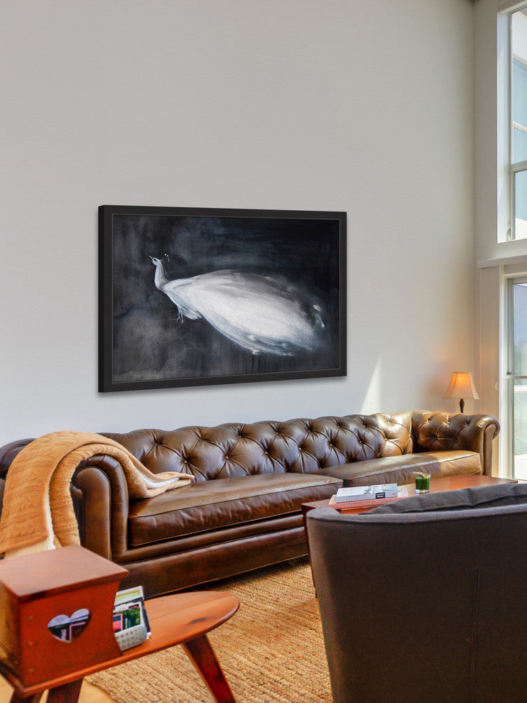 Marmont Hill, "White Peacock" by Christine Lindstrom Framed Painting, 36x24