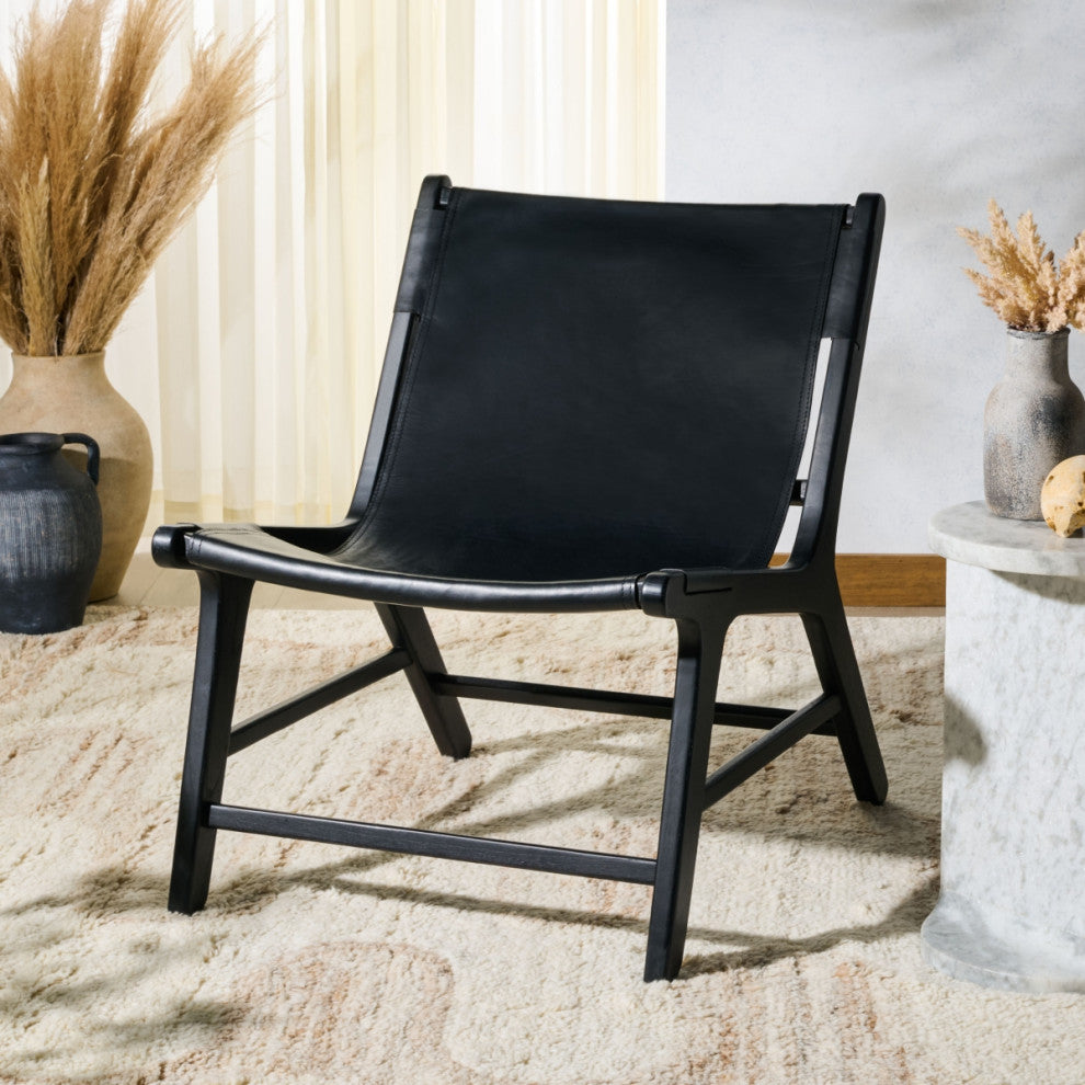 Safavieh Couture Alanarose Leather Accent Chair, Black